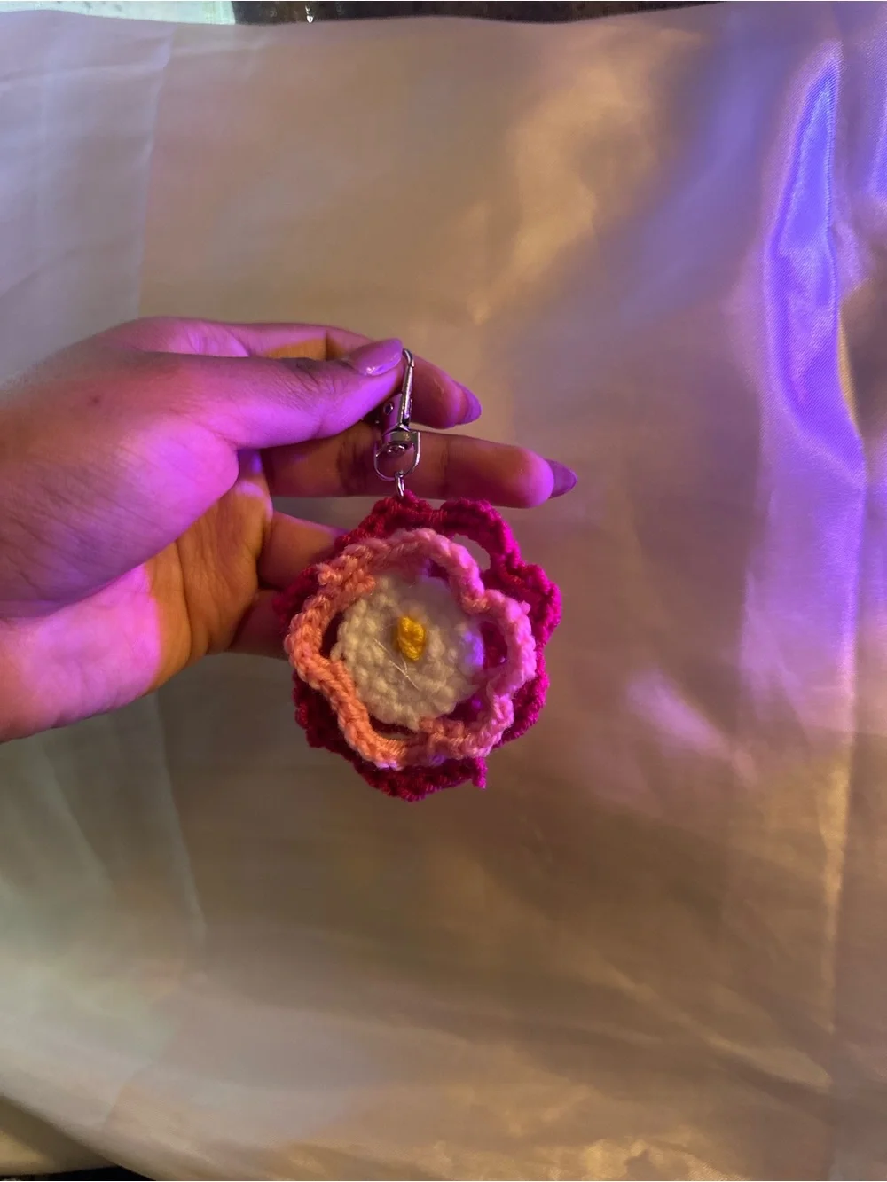 Crochet flower keychain